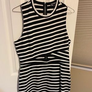 Express black and white cutout fitted dress